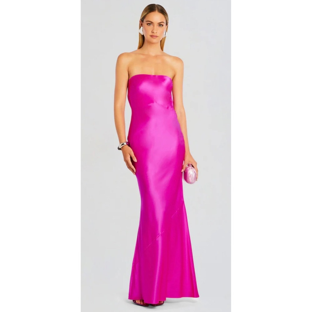 Retrofête Keaton Silk Maxi Dress‎ Neon Pink Size L NWT - Picture 2 of 8